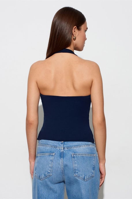Halternek Cut-Out Slim Fit Blouse - Image 2