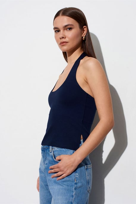 Halternek Cut-Out Slim Fit Blouse - Image 3