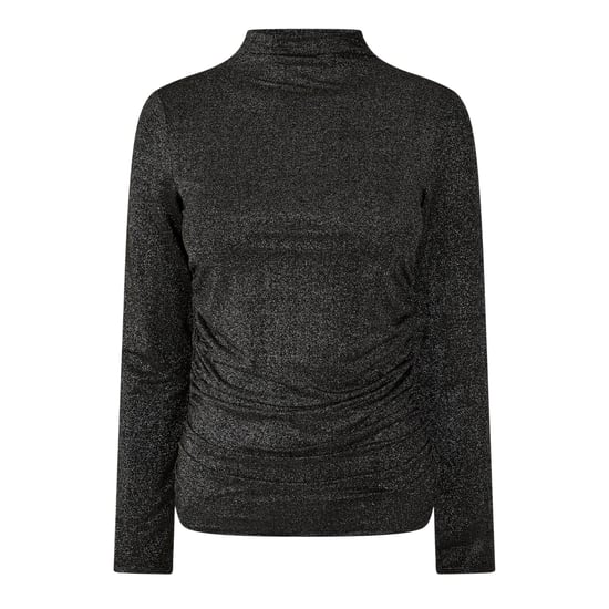 Pieces Damesblouse met hoge kraag, slank model en korte mouwen (Zwart) - Image 1