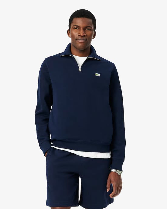 Lacoste katoenen sweatshirt met rits en opstaande kraag voor heren, marineblauw - Image 5