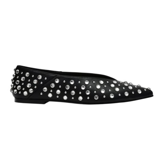 Steve Madden Dames Venecia Noviteit Leer Amandelpunt Ballerina's (Zwart) - Image 1