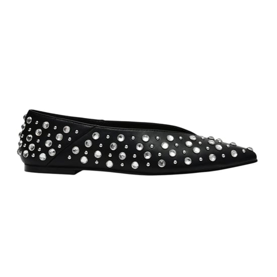 Steve Madden Dames Venecia Noviteit Leer Amandelpunt Ballerina's (Zwart) - Image 3