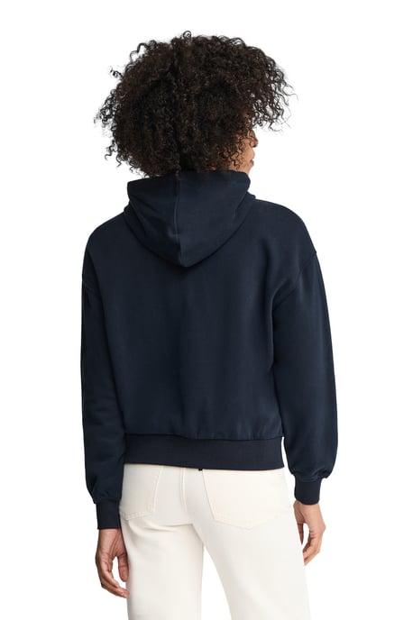 Marineblauwe hoodie met ritssluiting en geborduurd Rigby Go-logo - Image 3