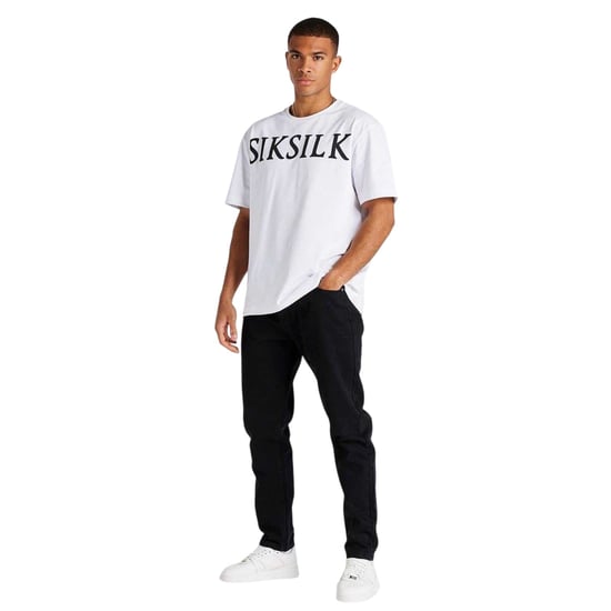 SikSilk Herenjeans van St Jean met bloemenborduursel, regular fit (Zwart) - Image 4