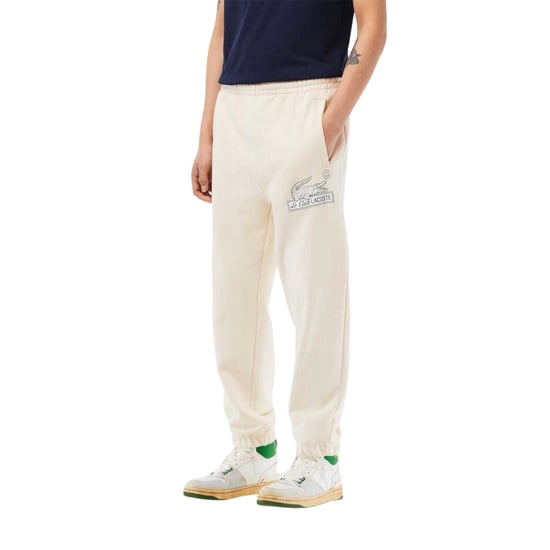 Lacoste Katoenen joggingbroek voor heren (Crème) - Image 5