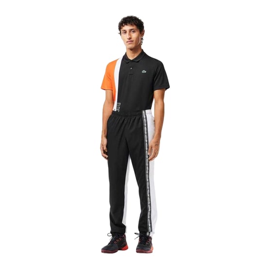 Lacoste Slanke trainingsbroek voor heren met kleurblokken (Zwart/Wit) - Image 3