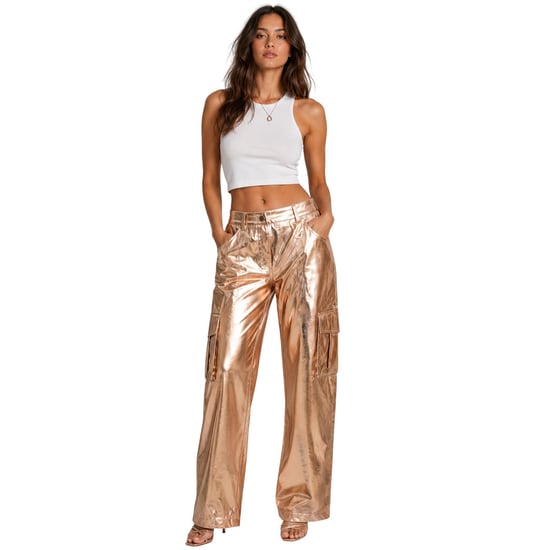 AmyLynn Cargo-broek met rechte pijpen en metallic-effect voor dames (Roze Goud) - Image 3