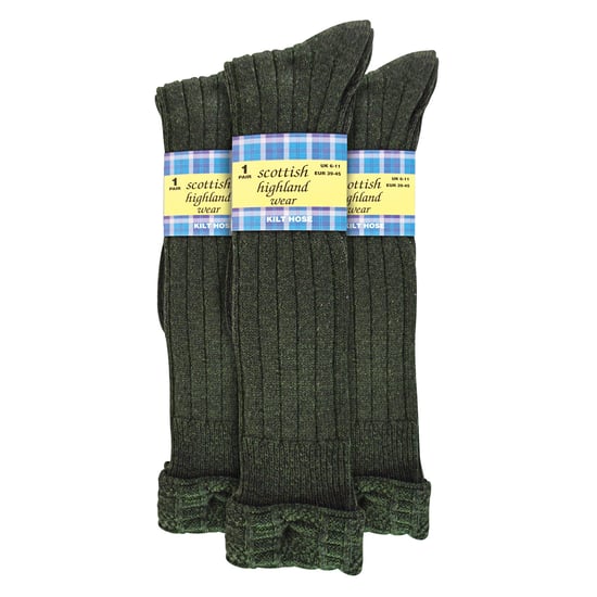 3-pack heren wollen kilt sokken | Knielang omgeslagen manchet warme lange sokken - Image 2