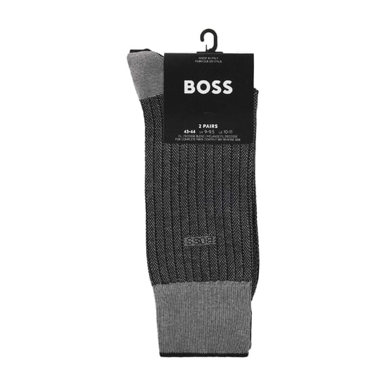 Boss Heren Gemerceriseerde Katoenen Sokken (Verpakking van 2) (Zwart/Grijs) - Image 3