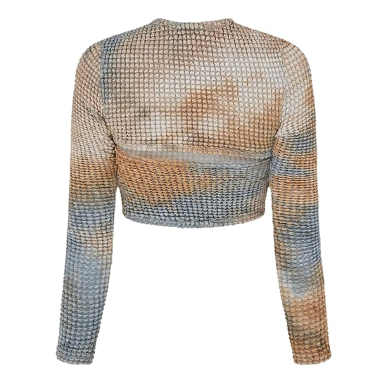 Off White Dames/Dames Tie Dye Cut Out Crop Top (Beige) - Image 2