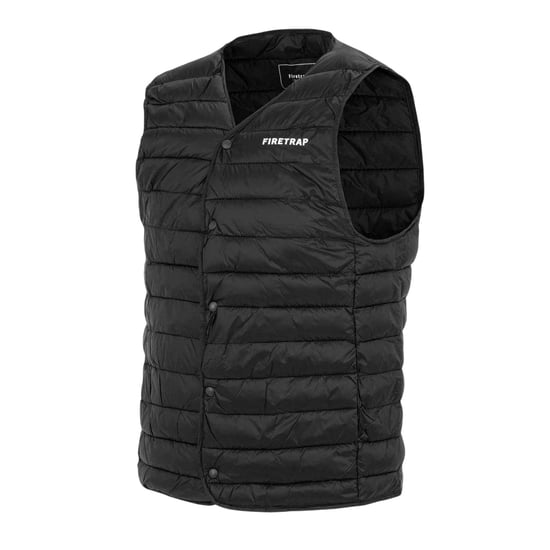 Firetrap Gewatteerd heren gilet met logo (Zwart) - Image 3