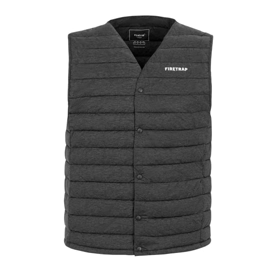 Firetrap Gewatteerd heren gilet met logo (Donkergrijs mergel) - Image 1