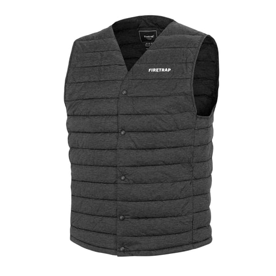 Firetrap Gewatteerd heren gilet met logo (Donkergrijs mergel) - Image 3