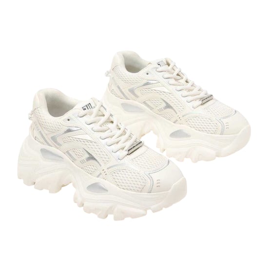 Steve Madden Raftus-sportschoenen met dikke zool voor dames (Wit/zilver) - Image 4