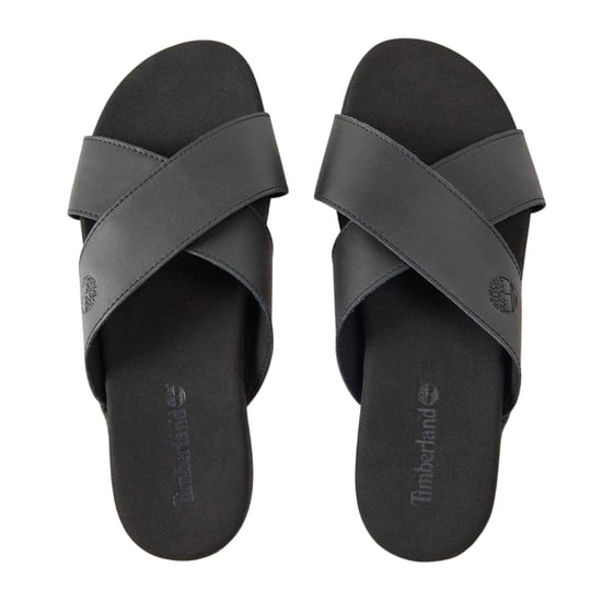 Timberland Leren slippers met gekruiste bandjes voor heren – Seaton Bay (Jet Zwart) - Image 3
