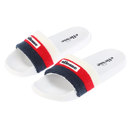 Ellesse Heren-slippers met open teen van badstof en drie strepen (Wit, Rood) - Image 5