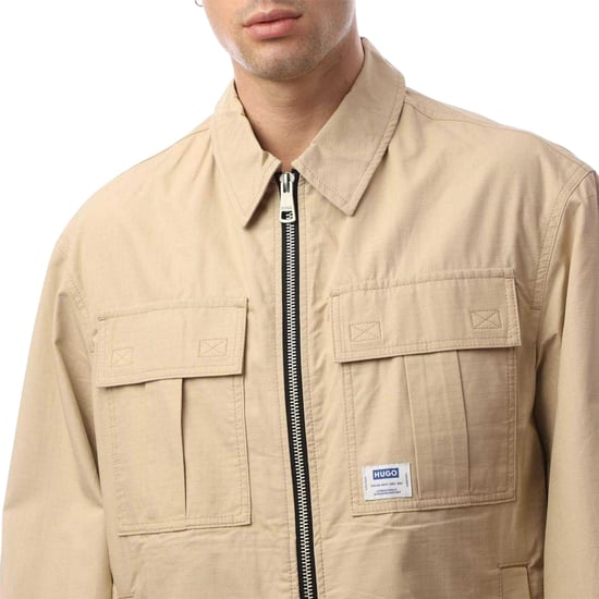 Hugo Mann Bino2511 Label Logo Jas (Beige) - Image 4