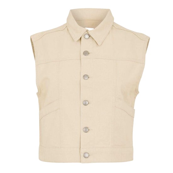 Threadbare Mouwenloos denimjasje voor dames van Lucky (Ecru) - Image 1