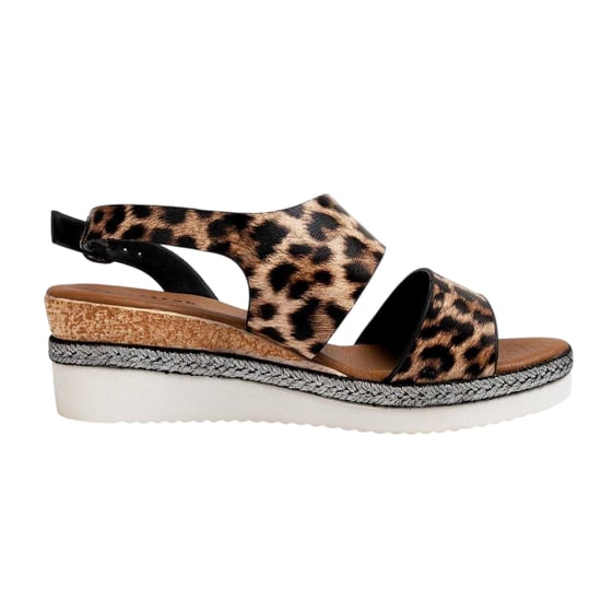 Firetrap Dames Ella Backstrap Wedge Sandalen (Leopard) - Image 1