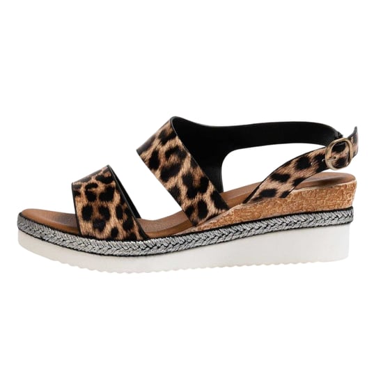 Firetrap Dames Ella Backstrap Wedge Sandalen (Leopard) - Image 2