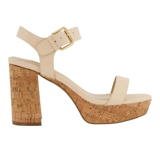 Dune London Dames/Dames Jarell Leren Blok Sandalen (Ecru) - Image 1