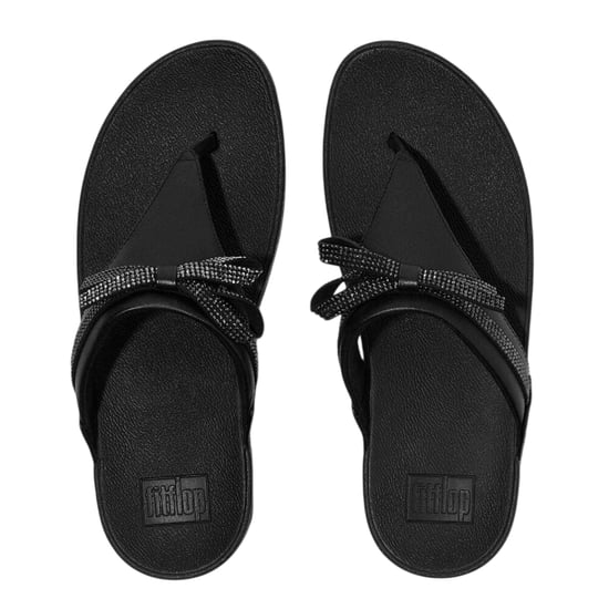 FitFlop Dames Lulu Glitter Strik Leren Tussenstuk Wedge Sandalen (Zwart) - Image 3