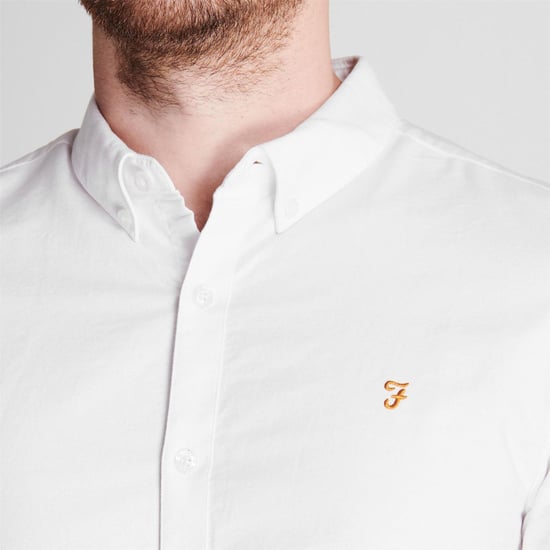 Farah Vintage Oxford-overhemd met lange mouwen en knoopsluiting voor heren (Wit) - Image 5
