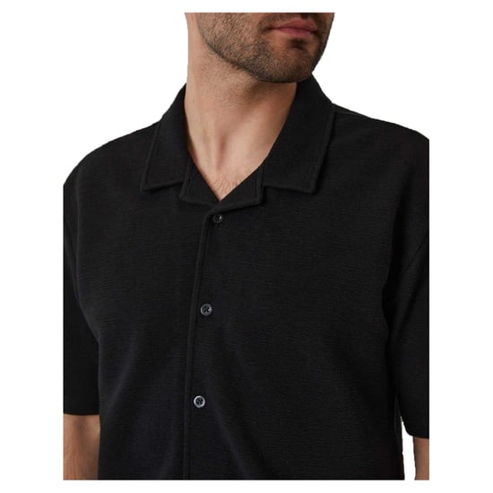 Threadbare Heren Embley Effen Relaxed Fit Shirt (Zwart) - Image 2