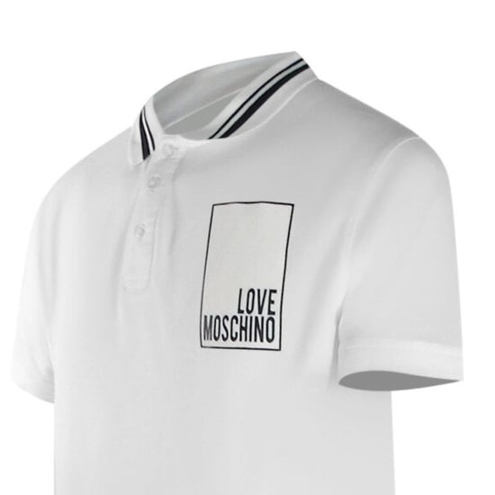 Love Moschino Heren Box Logo Katoenen Poloshirt (Wit) - Image 4