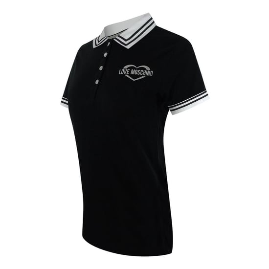 Love Moschino Heren Hart Katoen Logo Poloshirt (Zwart) - Image 2