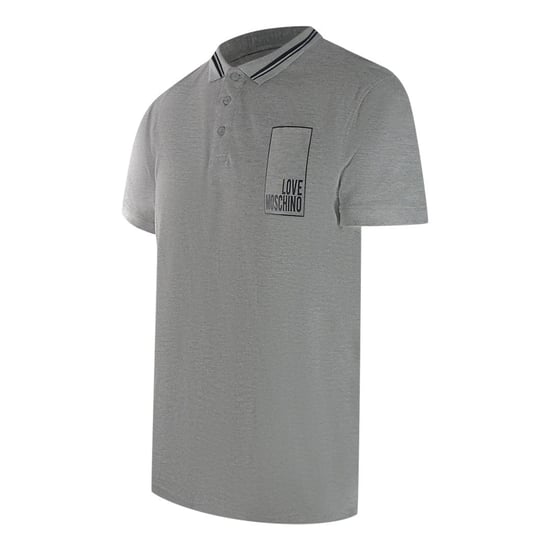 Love Moschino Heren Box Logo Katoenen Poloshirt (Grijs) - Image 3