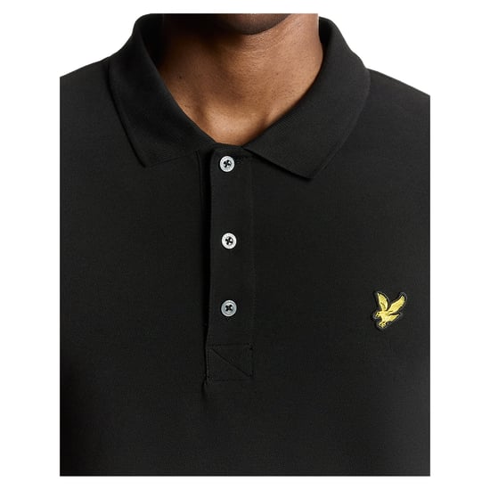 Lyle & Scott Herenpoloshirt met lange mouwen en merklogo op de borst (Jet Zwart) - Image 4
