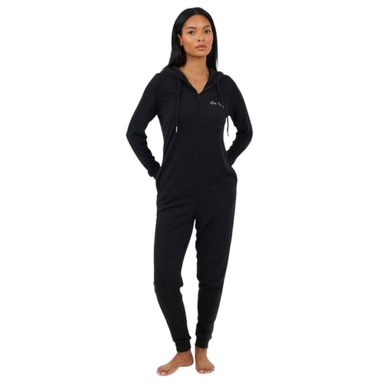 Brave Soul Dames-pyjama met capuchon, lange mouwen en opschrift (Zwart/Rose goud) - Image 4