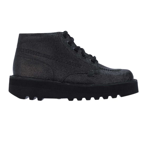 Kickers Dames Hi Stack Glitter Leren Schoenen (Zwart) - Image 1