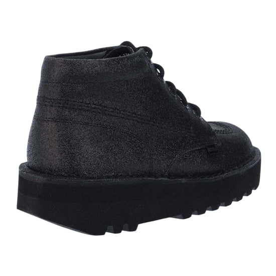 Kickers Dames Hi Stack Glitter Leren Schoenen (Zwart) - Image 2