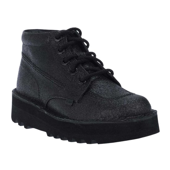Kickers Dames Hi Stack Glitter Leren Schoenen (Zwart) - Image 4