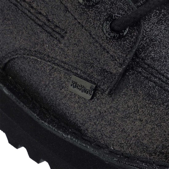 Kickers Dames Hi Stack Glitter Leren Schoenen (Zwart) - Image 5
