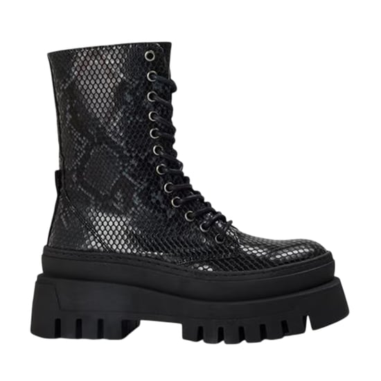 Steve Madden Dames Coast Slangenprint Platform Combat Boots (Zwart) - Image 1
