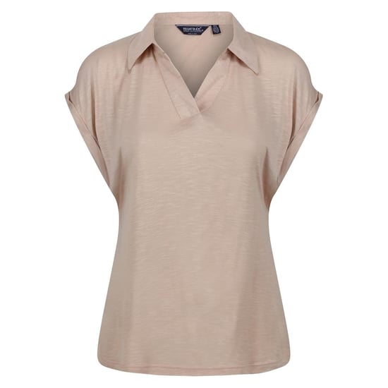 Regatta Dames Effen V-Hals Korte Mouwen Polo Shirt (Sesam) - Image 1