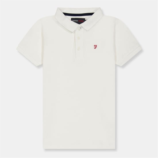 Farah Bugsworth-poloshirt met korte mouwen en borduursel voor jongens (Wit/rood) - Image 1