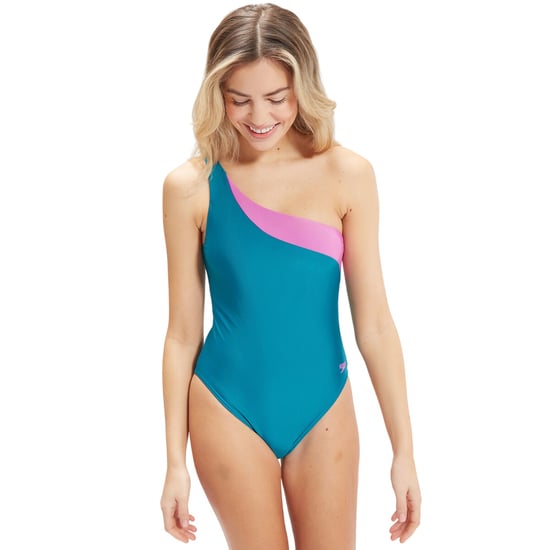 Speedo Dames/Dames Asymmetrisch Eendelig Zwempak (Groen/roze) - Image 3