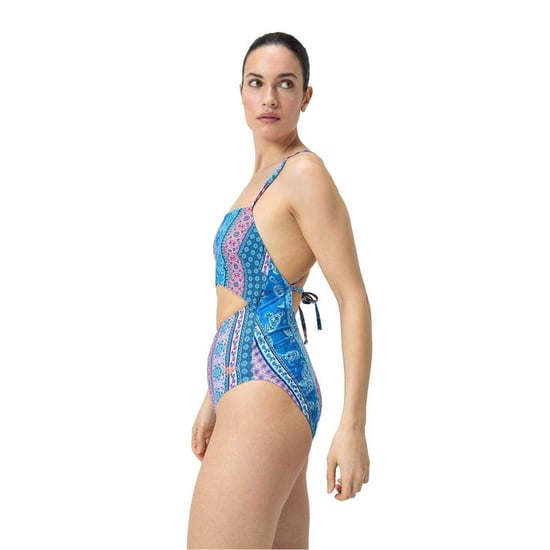 Speedo Dames Paisley Zwempak Eénstuk (Blauw/Roze) - Image 3