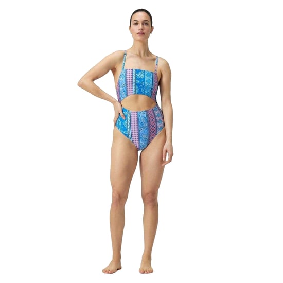 Speedo Dames Paisley Zwempak Eénstuk (Blauw/Roze) - Image 5