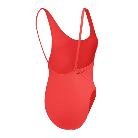 Speedo Dames Effen Scoop Neck Badpak (Rood) - Image 2