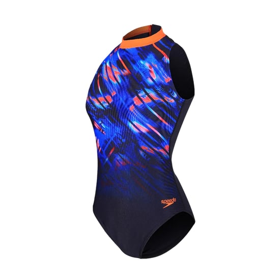 Speedo Dames/Dames Abstract One Piece Badpak (Marine / Roze) - Image 1