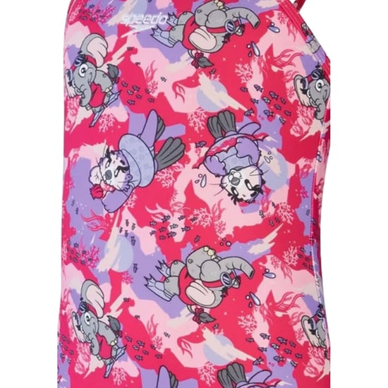 Speedo Meisjeszwempak met ruches en dierenprint (Roze) - Image 4