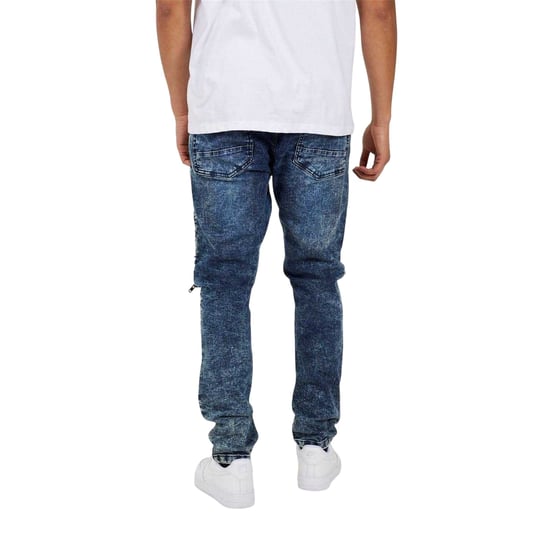 Brave Soul Heren Gewassen Biker Slim Jeans (Donkerblauw) - Image 2