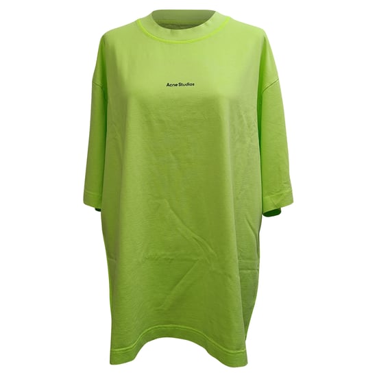 Acne Studios Erin Stamp T-shirtjurk van katoen in neon groen - Image 1