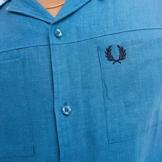 Fred Perry Heren Runaway Linnen Overhemd (Oceaan Blauw) - Image 3