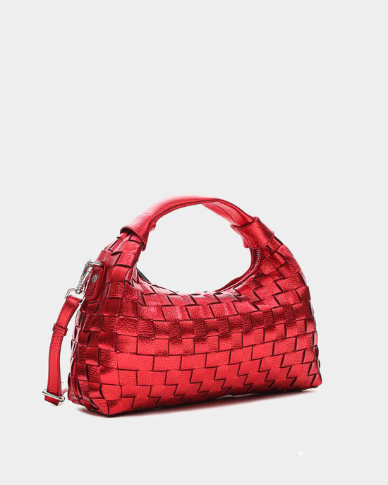 Dandy gevlochten Metallic Felrood Tas - Image 2